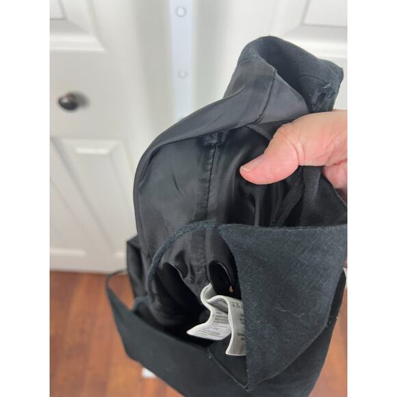 H & M Black Linen Spaghetti Strap Midi Dress Size 14 V-Neck Minimalist Classic - Picture 3 of 6